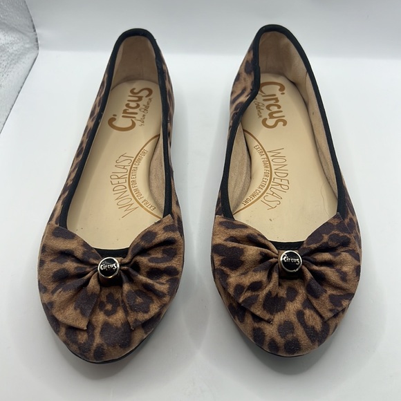 Sam Edelman Connie brown/black bow Ballet Flats Sz 7.5M leopard animal print - Picture 12 of 15